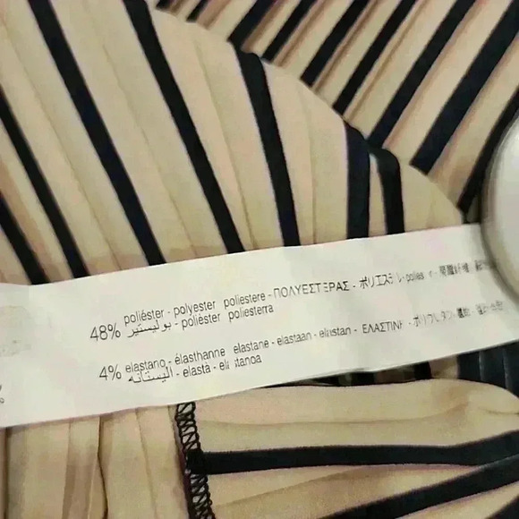 Zara Navy & Cream Pleated Halter Maxi Dress Large - Picture 7 of 11